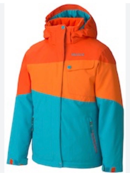 Marmot Other - Marmot Orange & Teal Colorblock Hooded zip up ski Jacket kids medium